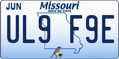 MO license plate UL9F9E