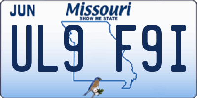 MO license plate UL9F9I
