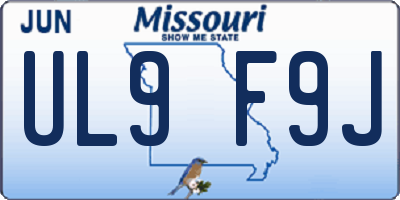 MO license plate UL9F9J