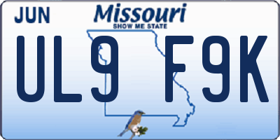 MO license plate UL9F9K