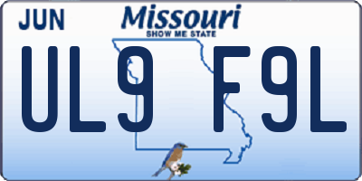 MO license plate UL9F9L