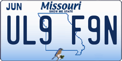 MO license plate UL9F9N
