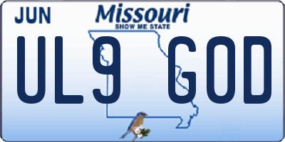 MO license plate UL9G0D