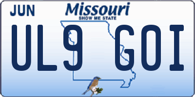 MO license plate UL9G0I