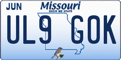 MO license plate UL9G0K