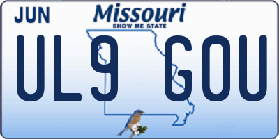 MO license plate UL9G0U