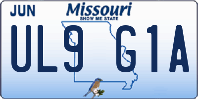 MO license plate UL9G1A