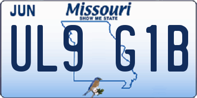 MO license plate UL9G1B