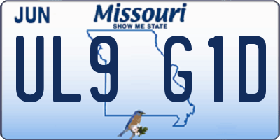 MO license plate UL9G1D