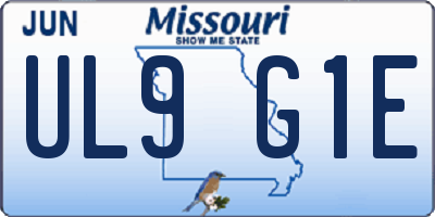 MO license plate UL9G1E