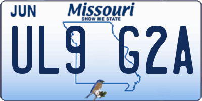 MO license plate UL9G2A