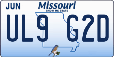 MO license plate UL9G2D