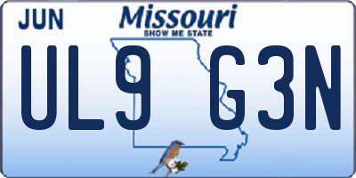 MO license plate UL9G3N