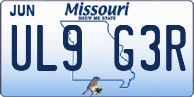 MO license plate UL9G3R
