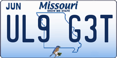 MO license plate UL9G3T