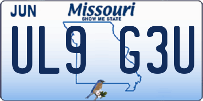 MO license plate UL9G3U