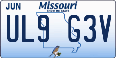 MO license plate UL9G3V