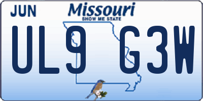 MO license plate UL9G3W