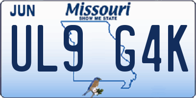 MO license plate UL9G4K
