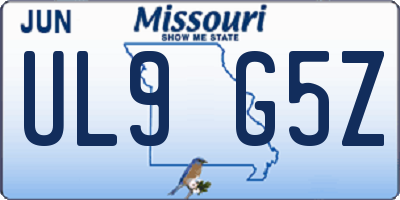 MO license plate UL9G5Z