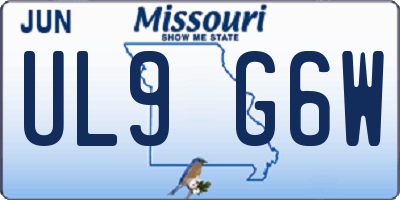 MO license plate UL9G6W