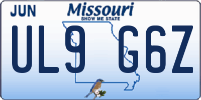 MO license plate UL9G6Z