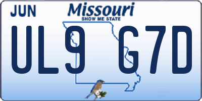 MO license plate UL9G7D