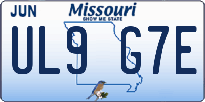 MO license plate UL9G7E