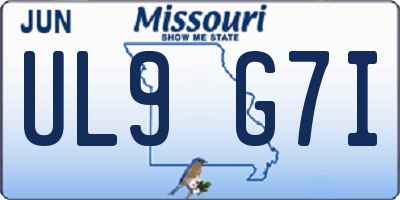 MO license plate UL9G7I