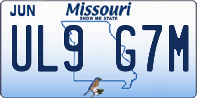 MO license plate UL9G7M