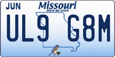 MO license plate UL9G8M