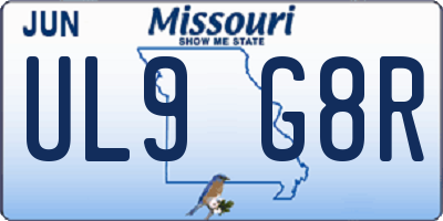 MO license plate UL9G8R