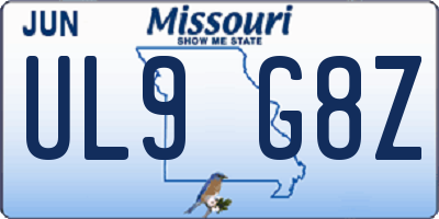 MO license plate UL9G8Z