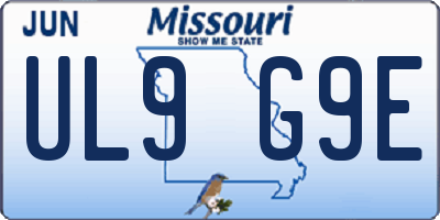 MO license plate UL9G9E