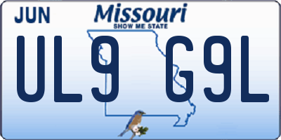 MO license plate UL9G9L
