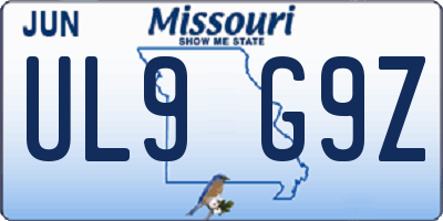 MO license plate UL9G9Z