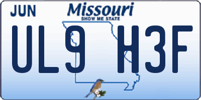 MO license plate UL9H3F
