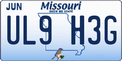 MO license plate UL9H3G