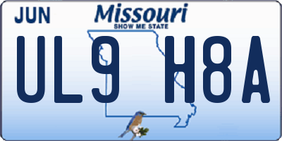 MO license plate UL9H8A