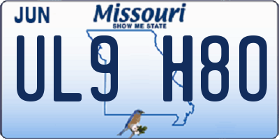 MO license plate UL9H8O