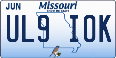 MO license plate UL9I0K
