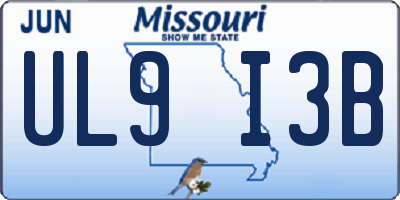 MO license plate UL9I3B