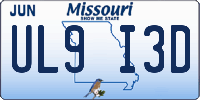 MO license plate UL9I3D