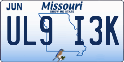 MO license plate UL9I3K