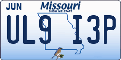 MO license plate UL9I3P