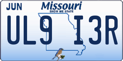 MO license plate UL9I3R