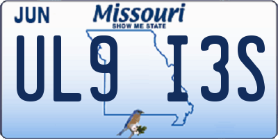 MO license plate UL9I3S