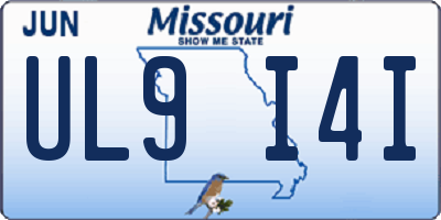 MO license plate UL9I4I