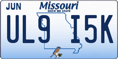 MO license plate UL9I5K