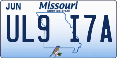 MO license plate UL9I7A
